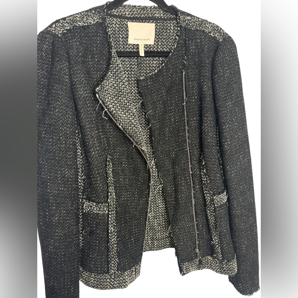 Rebecca Taylor Academia Business Structured Tweed Distressed Raw Hem Blazer 8 - Picture 15 of 15